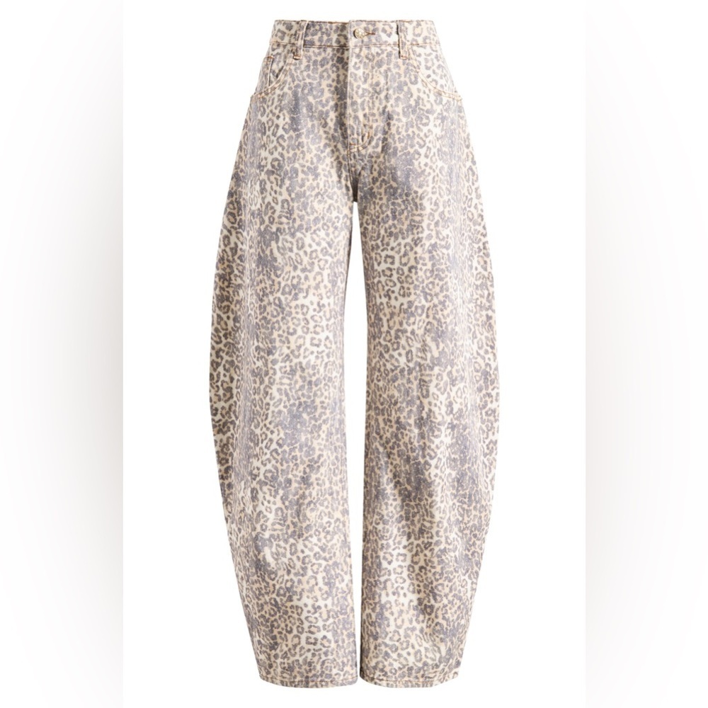 NWOT - Lioness Horseshoe Print Barrel Leg Jeans in Leopard Fade - Size XS - Picture 6 of 10